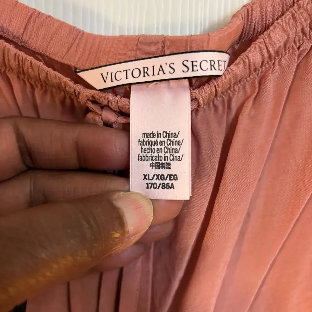 Victoria’s Secret Coral Lace Trim Camisole Drawstring Pants Pajama Set, Sz XL - Picture 10 of 13